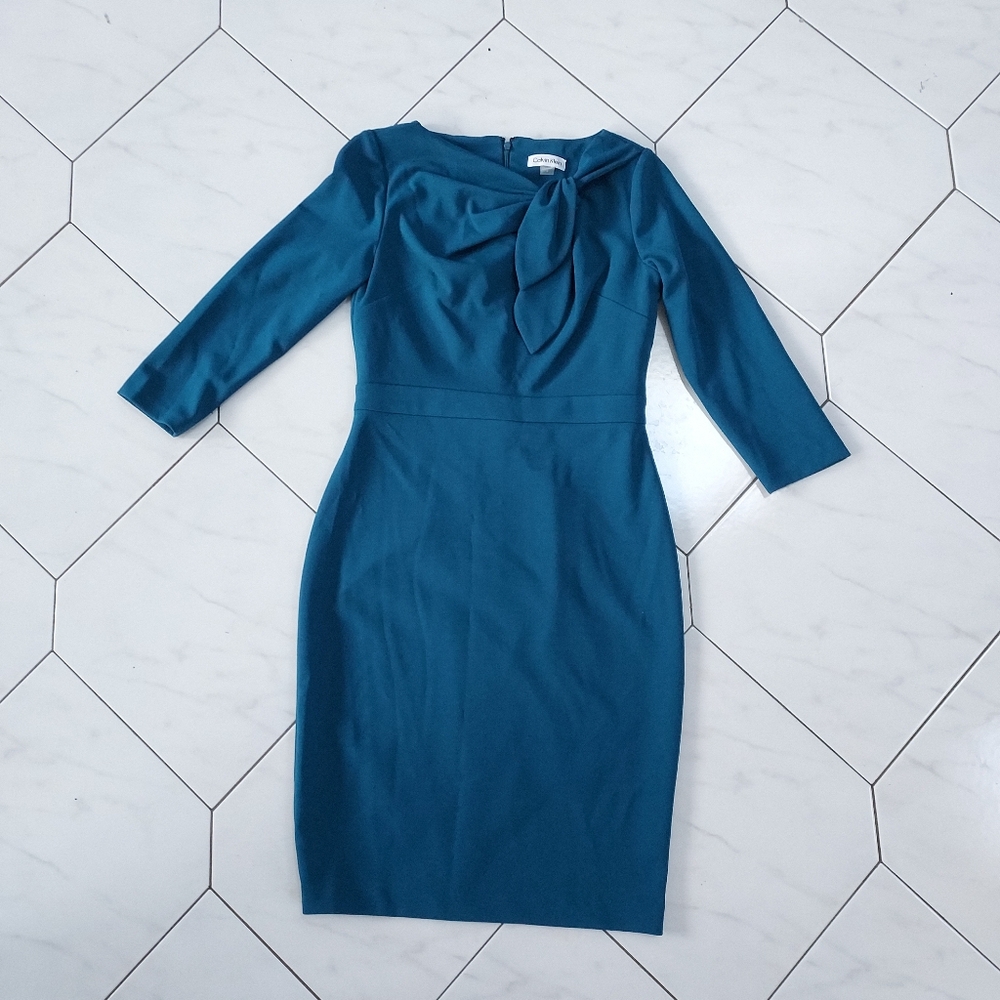 Calvin Klein Teal 3/4 Sleeve Dress Size 4